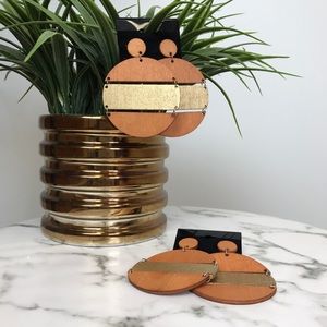 ‼️ Painted Wood Circle Drop Earrings Boho Style